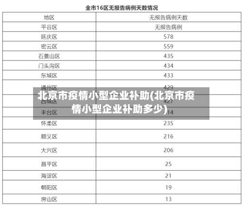 北京市疫情小型企业补助(北京市疫情小型企业补助多少)