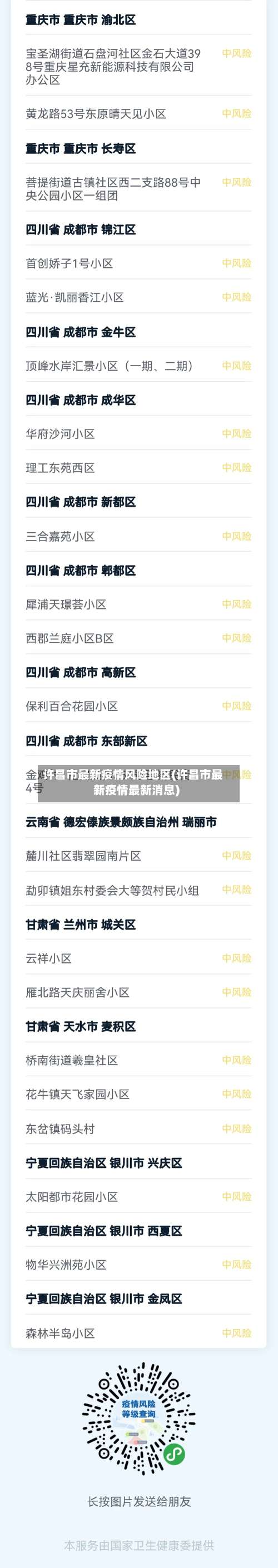 许昌市最新疫情风险地区(许昌市最新疫情最新消息)