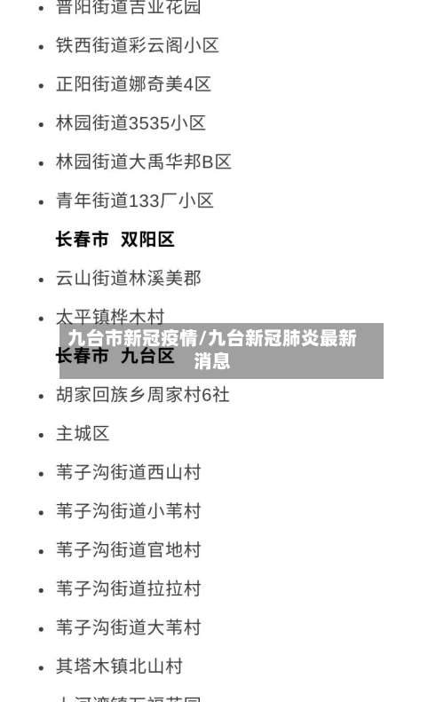九台市新冠疫情/九台新冠肺炎最新消息