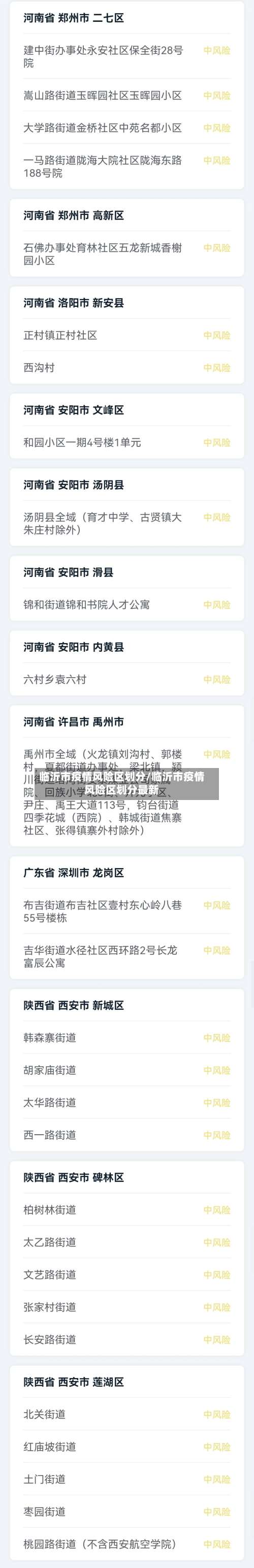 临沂市疫情风险区划分/临沂市疫情风险区划分最新