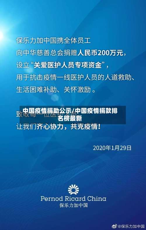 中国疫情捐助公示/中国疫情捐款排名榜最新-第2张图片