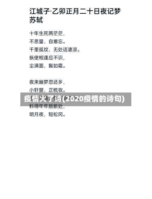 疫情火了诗(2020疫情的诗句)