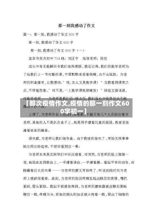 【那次疫情作文,疫情的那一刻作文600字初一】