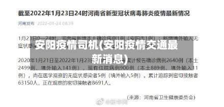 安阳疫情司机(安阳疫情交通最新消息)