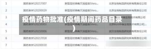 疫情药物批准(疫情期间药品目录)